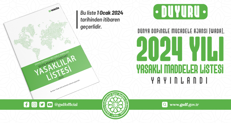 Dünya Dopingle Mücadele Ajansı (WADA), 2024 yılına ait yasaklı maddeler listesini yayınladı