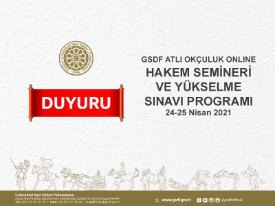 Atlı Okçuluk Online Hakem Gelişim Semineri ve Yükselme Sınavı Programı 24-25 Nisan 2021