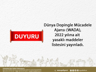 Dünya Dopingle Mücadele Ajansı (WADA), 2022 yılına ait yasaklı maddeler listesini yayınladı.