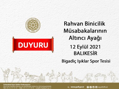 Rahvan Binicilik Müsabakalarının Altıncı Ayağı 12 Eylül 2021 Balıkesir