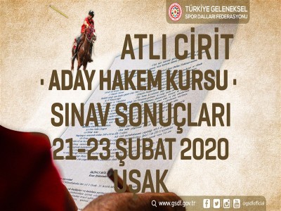 ATLI CİRİT ADAY HAKEM KURSU SINAV SONUÇLARI 21 – 23 ŞUBAT 2020